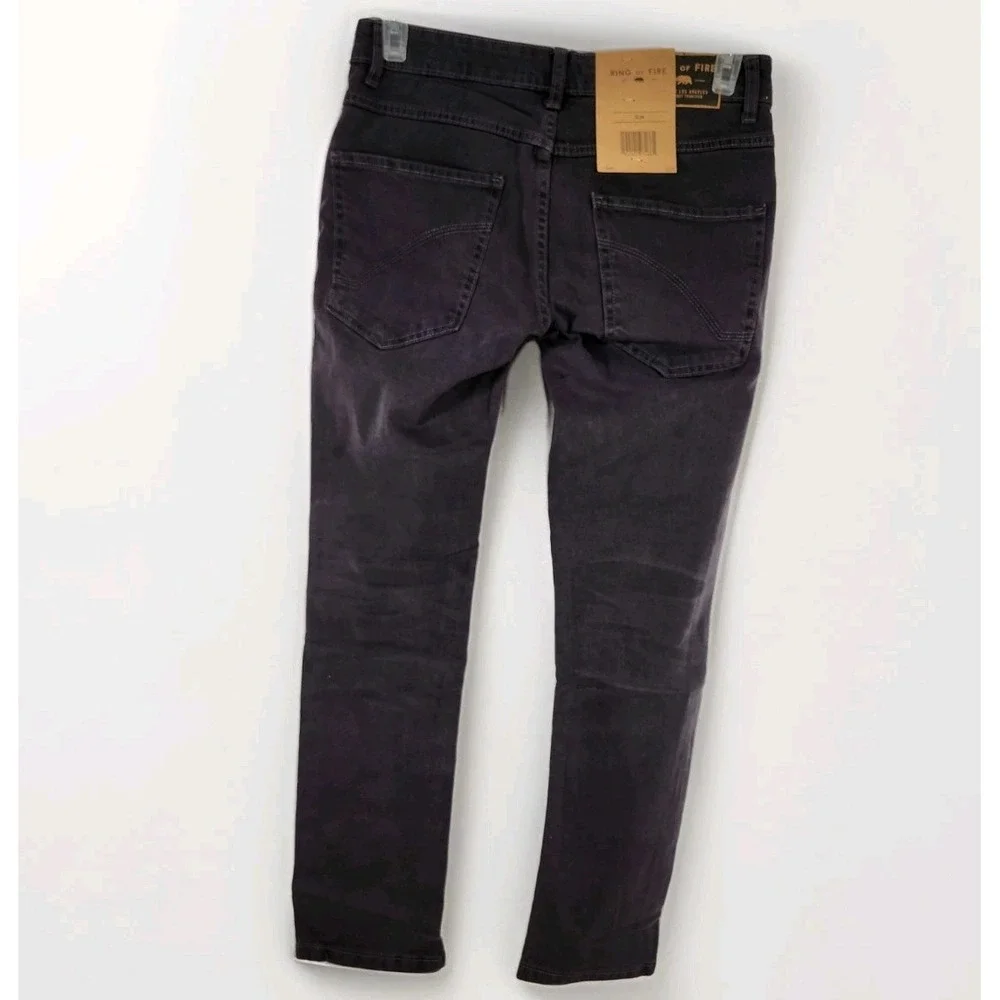 NWT Ring Of Fire Mens Jeans Size 30x30 Black Slim Fit Edge Straight Stretch